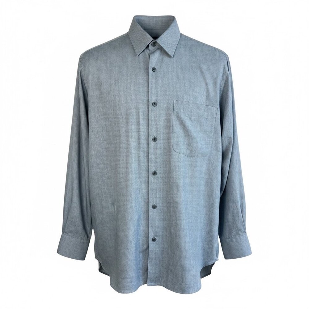 Hart Schaffner Marx Men's Italian Shirt Blue White Woven